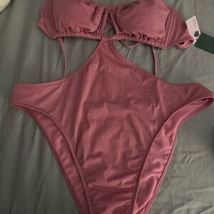 Shimmer Monokini cutout swimsuit